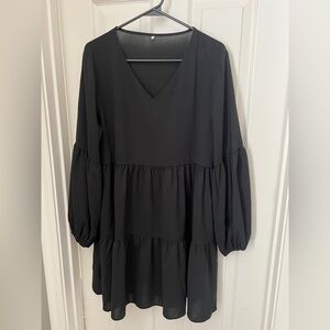Elegant Black V-Neck Dress